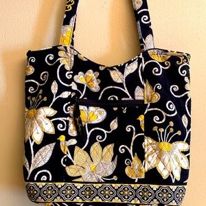 Vera Bradley Yellow andTote Bag with Bold Floral Pattern